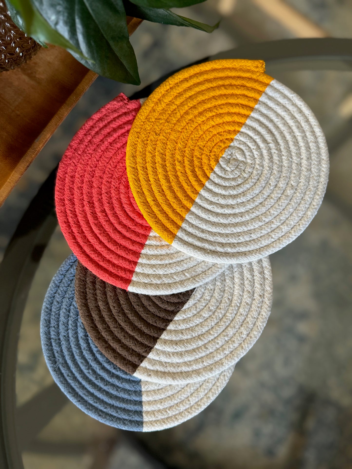 Rope Coasters, Set of Four, Multicolor