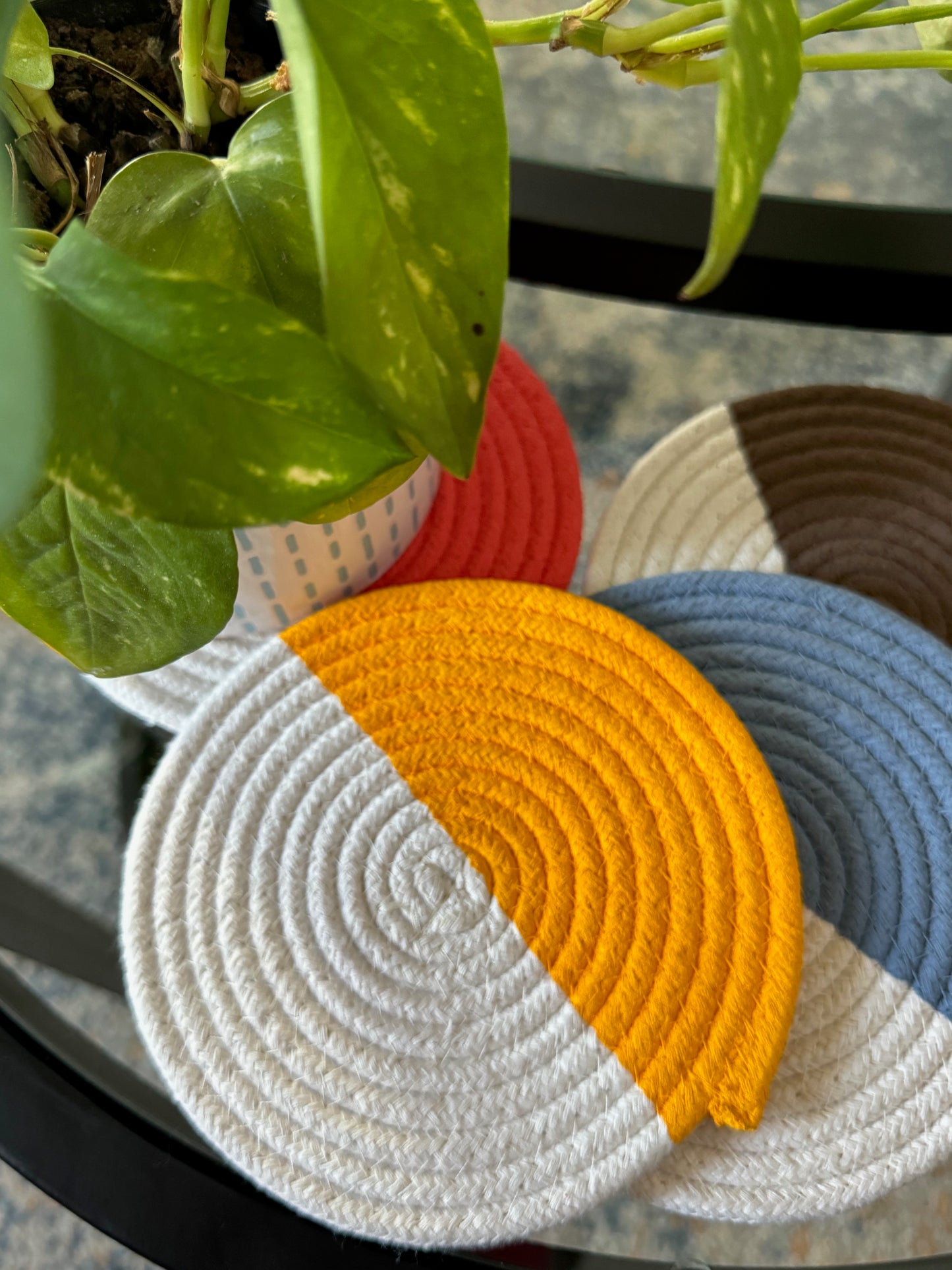 Rope Coasters, Set of Four, Multicolor