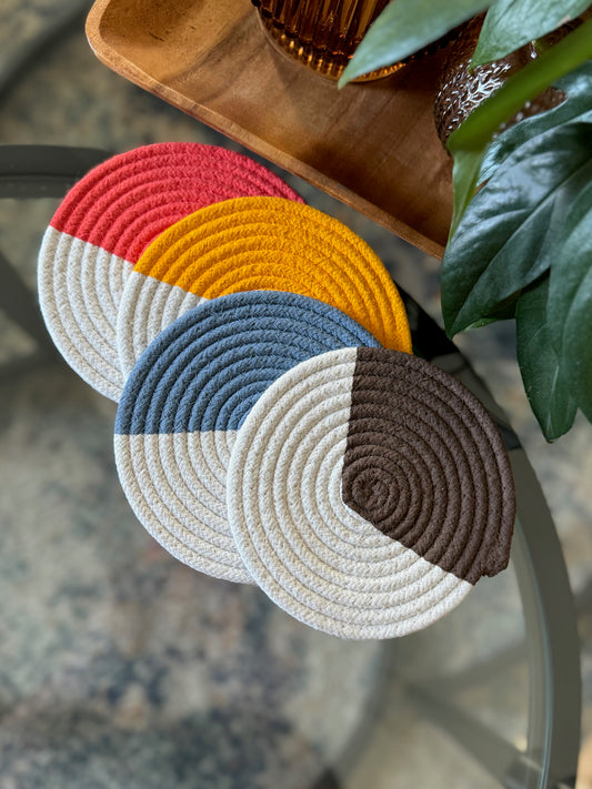 Rope Coasters, Set of Four, Multicolor