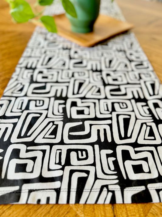 The Kuba Table Runner, Linen Table Runner, Tribal Table Runner