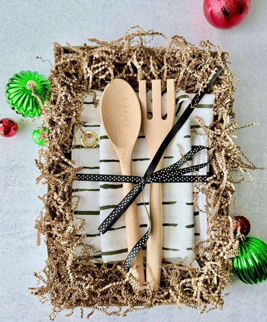 Kitchen Apron Set, White with Black Stripes Apron Set, Apron Gift Set