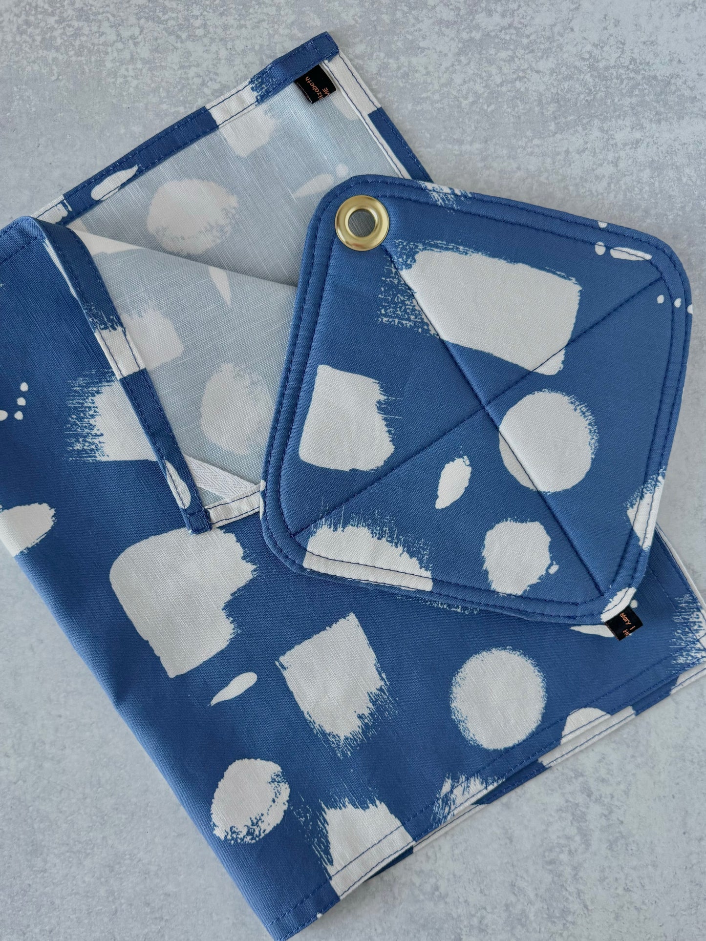 Kitchen Apron Set, Blue and White Abstract Apron Set, Apron Gift Set