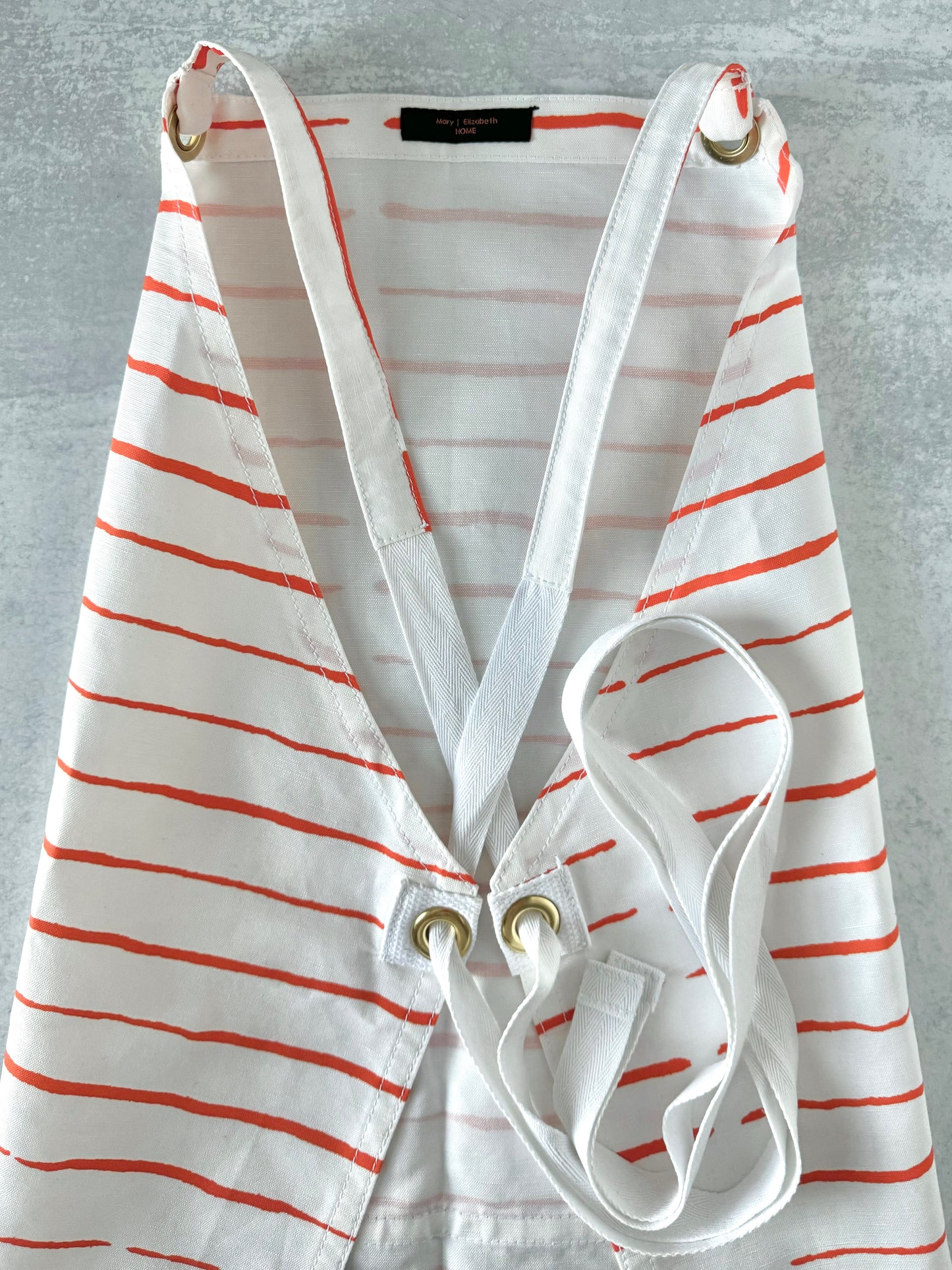 Kitchen Apron Set, White with Orange Stripes Apron Set