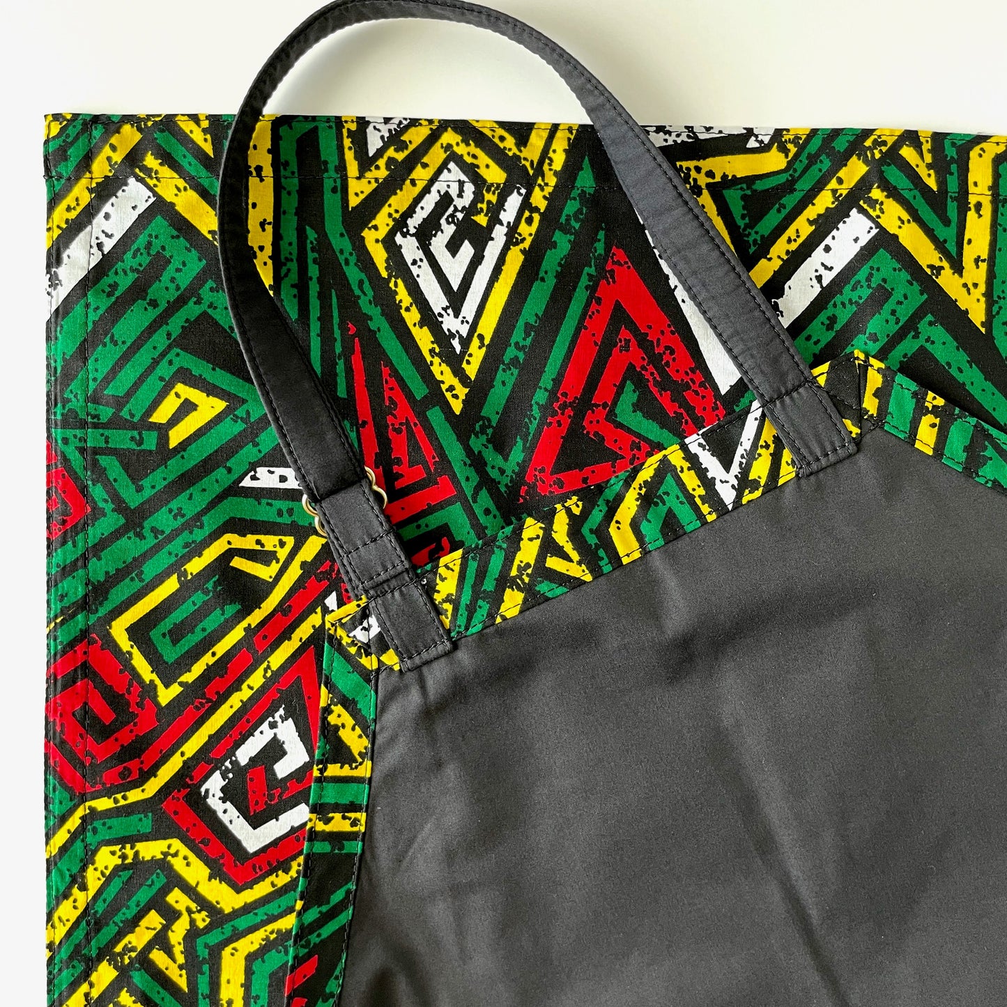 Ankara Apron, African Print Apron, Tribal Print Apron, Kitchen Apron, Red/Green/Yellow