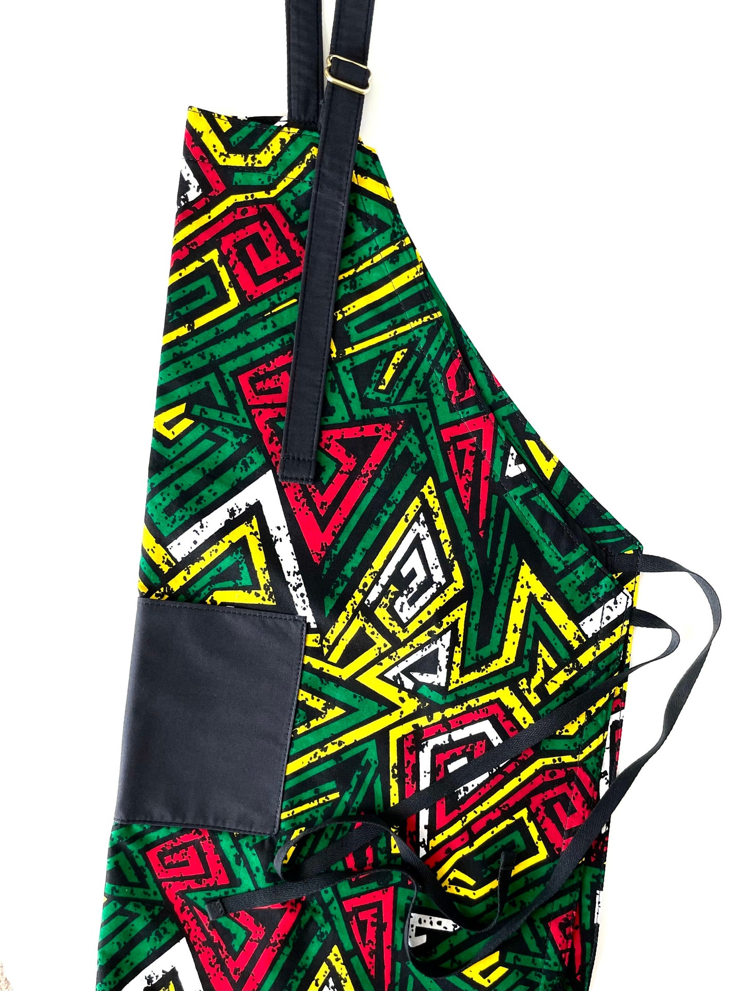 Ankara Apron, African Print Apron, Tribal Print Apron, Kitchen Apron, Red/Green/Yellow