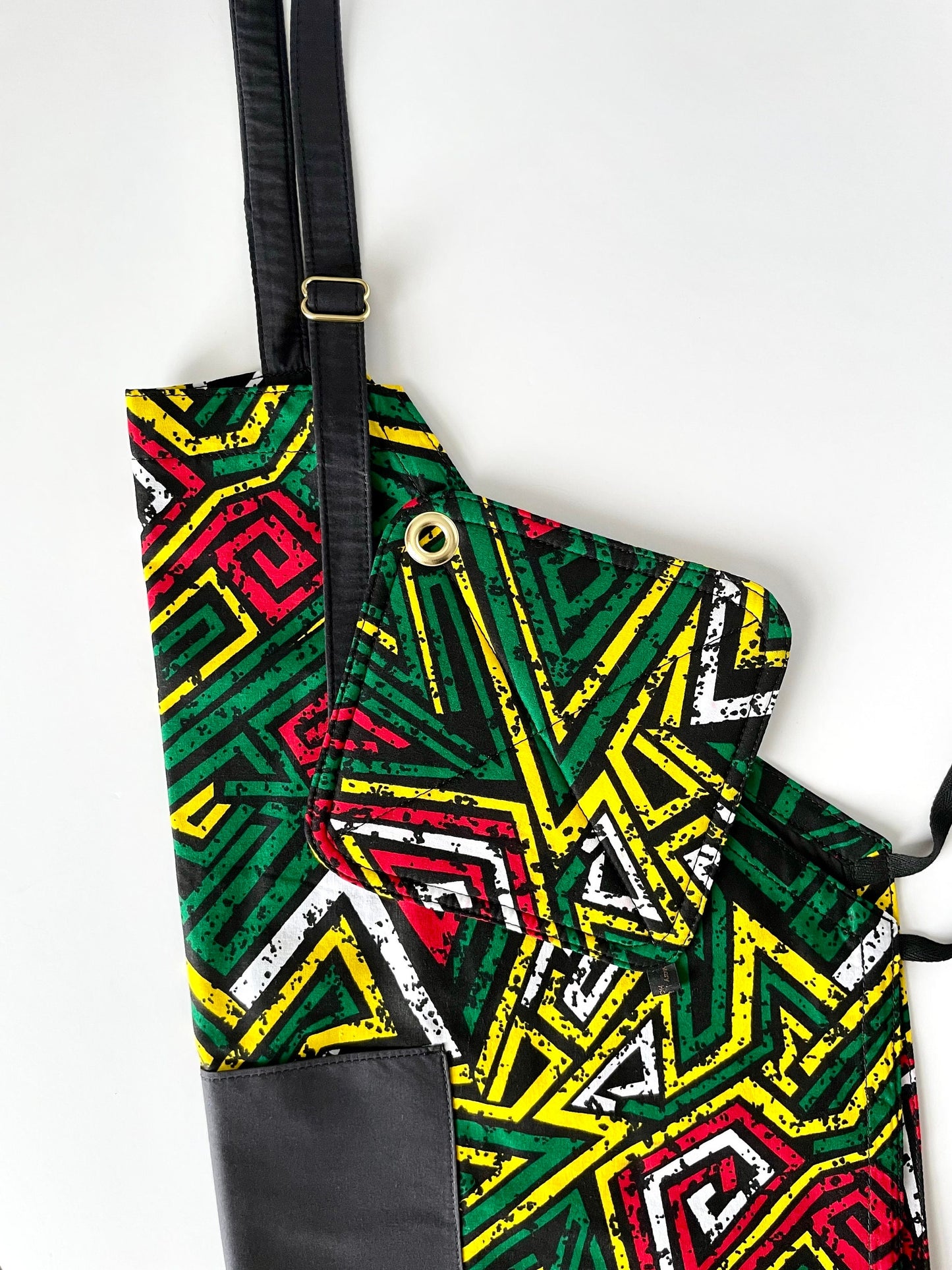 Ankara Apron, African Print Apron, Tribal Print Apron, Kitchen Apron, Red/Green/Yellow